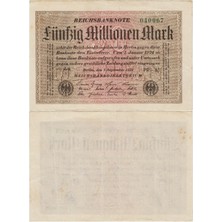 Banknoting Almanya 50 Milyon Mark 1923 Weimar Cumhuriyeti. Ççt.