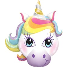 Parti Sürprizi Renkli Unicorn Kafa Şekilli Folyo Balon 1 Adet