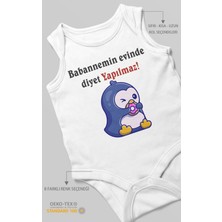 Morivo Kids Babaannemin Evinde Diyet Yapılmaz! Baskılı Bebek Zıbını – Çıtçıtlı Body | %100 Pamuk Sıfır Kol