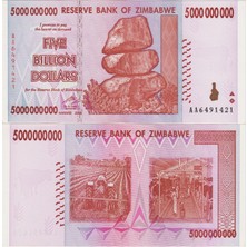 Banknoting Zimbabve 5 Milyar Dolar 2008 Çil.