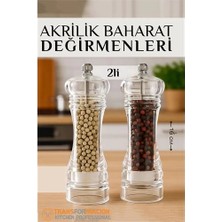 Bilfold Bx Baharat Öğütücü - Baharat Karabiber Tuz Değirmeni Ahşap Akrilik Kristal 2 Li Set