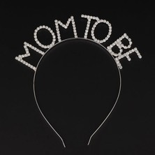 Bilfold Kristal Taşlı Gümüş Renk Mom To Be Tacı Anne Tacı