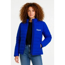 Bemy Çarşı Mikro Su Itici Kapitone Baskılı Astarlı Fermuarlı Bomber Mont - Saks Mavisi