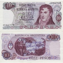 Banknoting Arjantin 10 Peso 1975-76 Çil.