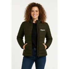 Equri Mikro Su Itici Kapitone Baskılı Astarlı Fermuarlı Bomber Mont - Haki