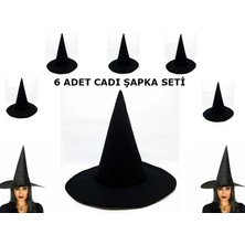 Arthurs Siyah Cadı Şapkası Keçe Yetişkin Boy 6 Adet