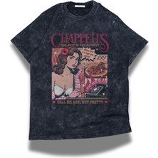 Fuddy Moda Unisex Call Me Hot, Not Pretty Yazılı Yıkamalı T-Shirt, Oversize Chappell Roan Temalı Retro Tişört