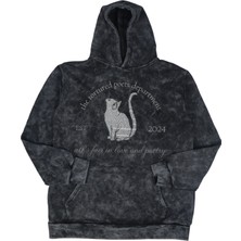 Fuddy Moda Unisex T.t.p.d Cat Baskılı Kapüşonlu Yıkamalı Sweatshirt, Oversize Taylor Swift Temalı Retro Hoodie