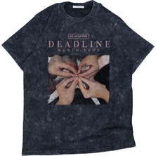 Fuddy Moda Unisex Deadline World Tour Baskılı Yıkamalı T-Shirt, Oversize Blackpink Kpop Temalı Vintage Tişört
