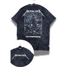 Fuddy Moda Unisex For Whom The Bell Tolls Sırt Baskılı Yıkamalı T-Shirt,oversize Metallica Temalı Retro Tişört