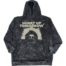 Fuddy Moda Unisex Hurry Up Tomorrow Baskılı Kapüşonlu Yıkamalı Sweatshirt, Oversize The Weeknd Retro Hoodie