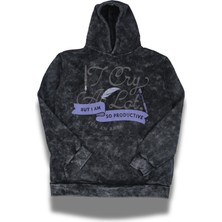 Fuddy Moda Oversize I Cry A Lot, But I Am So Productive Baskılı Kapüşonlu Yıkamalı Taylor Swift Sweatshirt