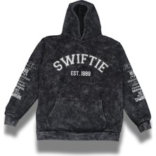 Fuddy Moda Unisex Oversize Swiftie Albümler Kol Baskılı Kapüşonlu Yıkamalı Taylor Swift Retro Sweatshirt