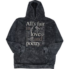 Fuddy Moda Unisex Oversize All's Fair In Love And Poetry Baskılı Kapüşonlu Yıkamalı Taylor Swift Sweatshirt