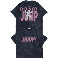 Fuddy Moda Unisex Do Not Jump Blackpink Sırt Baskılı Yıkamalı T-Shirt, Oversize Kpop Temalı Retro Tişört