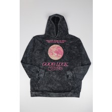 Fuddy Moda Unisex Good Luck Babe Baskılı Kapüşonlu Yıkamalı Sweatshirt, Oversize Chappell Roan Temalı Hoodie