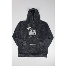 Fuddy Moda Unisex Lady Gaga Baskılı Kapüşonlu Yıkamalı Sweatshirt, Oversize Mayhem Yazılı Vintage Hoodie