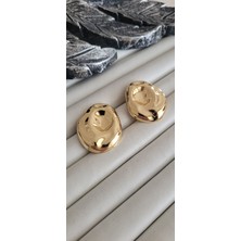 316L Paslanmaz Çelik Gold Vintage Model Kadın Küpe