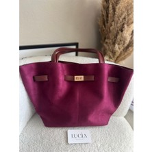 Luciaonline Kadın Süet Omuz Kol Çantası – Bordo Büyük Boy Günlük Model