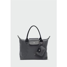 Luciaonline Kadın Katlanabilir Su Geçirmez Gri Çanta – Mini Cüzdanlı Model