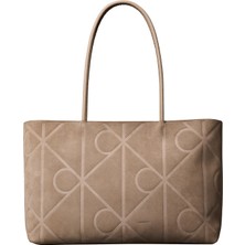 Calvin Klein %100 Inek Süet Vizon Kadın Tote Çanta LV04F3334GVFU