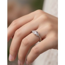 Keskin Gümüş Gümüş Özelpembe Tek Taş Çiçek Tasarım Kadın Yüzük Öğretmenler Günü Hediye  No 17