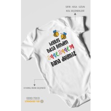 Morivo Kids Herkes Bıksa Benden Anneannem Bana Doymaz Baskılı Bebek Zıbını | %100 Pamuk Kısa Kol
