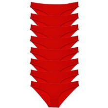 Moda Şahsenem 8 Adet Süper Eko Set Likralı Kadın Slip Külot Kırmızı