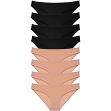 Moda Şahsenem 8 Adet Süper Eko Set Likralı Kadın Slip Külot Siyah Ten