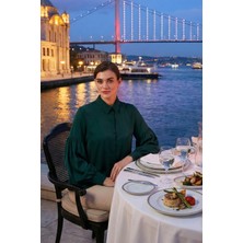 Lela Regular Fit Dikiş Detaylı Düz Yaka Balon Kol Gömlek Bayan Gömlek 611GO00003