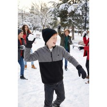 Lela Yumuşak Dokulu Yarım Fermuarlı Renk Bloklu Dik Yaka Polar Unisex Çocuk Polar 5905004