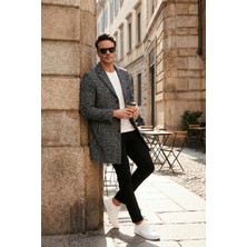 Buratti Slim Fit Tek Yırtmaçlı Düğmeli Mono Yaka Kaşe Kaban Erkek Kaban 5840098