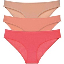 Moda Şahsenem 3 Adet Süper Eko Set Likralı Kadın Slip Külot Ten Pudra Fuşya