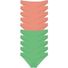 Moda Şahsenem 10 Adet Eko Set Likralı Kadın Slip Külot Pudra Yeşil