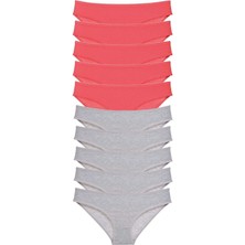 Moda Şahsenem 10 Adet Süper Eko Set Likralı Kadın Slip Külot Fuşya Gri