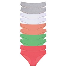 Moda Şahsenem 10 Adet Süper Eko Set Likralı Kadın Slip Külot Gri Beyaz Pudra Yeşil Fuşya