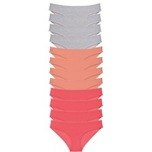 Moda Şahsenem 12 Adet Süper Eko Set Likralı Kadın Slip Külot Gri Pudra Fuşya