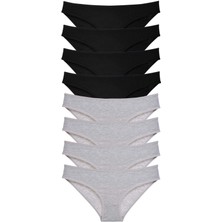 Moda Şahsenem 8 Adet Süper Eko Set Likralı Kadın Slip Külot Siyah Gri