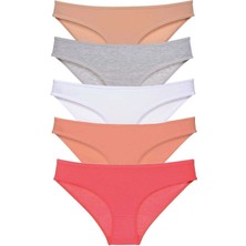 Moda Şahsenem 5 Adet Süper Eko Set Likralı Kadın Slip Külot Ten Gri Beyaz Pudra Fuşya