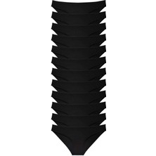 Moda Şahsenem 12 Adet Süper Eko Set Likralı Kadın Slip Külot Siyah