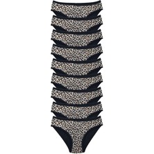 Moda Şahsenem 9 Adet Leopar Desenli Likralı Yumuşak Dokulu Kadın Slip Külot
