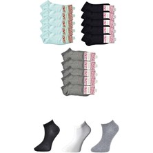 Moda Şahsenem Siyah Gri ve Beyaz Kadın Bilek Çorap 15 Çift