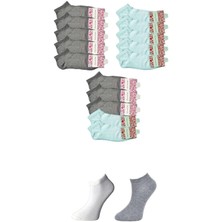 Moda Şahsenem Gri ve Beyaz Kadın Bilek Çorap 15 Çift