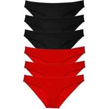 Moda Şahsenem 6 Adet Süper Eko Set Likralı Kadın Slip Külot Siyah Kırmızı