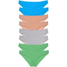 Moda Şahsenem 8 Adet Süper Eko Set Likralı Kadın Slip Külot Ten Gri Yeşil Mavi