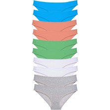 Moda Şahsenem 10 Adet Süper Eko Set Likralı Kadın Slip Gri Beyaz Pudra Yeşil Mavi