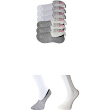 Moda Şahsenem Gri ve Beyaz Kadın Babet Çorap 6 Çift