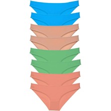 Moda Şahsenem 8 Adet Süper Eko Set Likralı Kadın Slip Külot Ten Pudra Yeşil Mavi