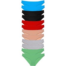 Moda Şahsenem 12 Adet Eko Set Likralı Kadın Slip Külot Çok Renkli 2