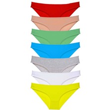 Moda Şahsenem 7 Adet Süper Eko Set Likralı Kadın Slip Külot Çok Renkli